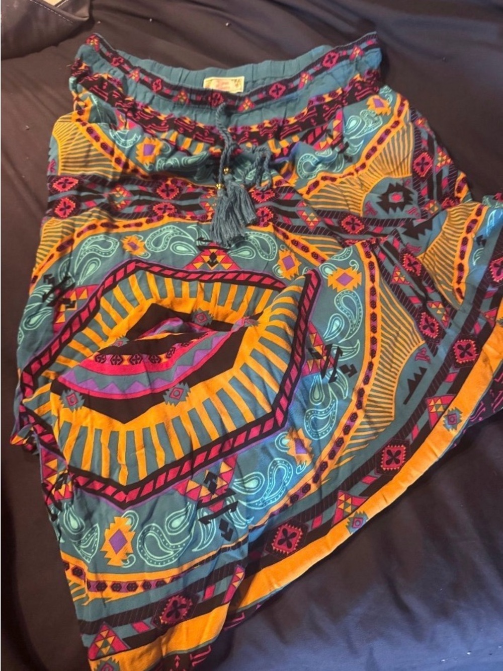 Flying Tomato Teal, Yellow, Pink & Black Maxi Skirt